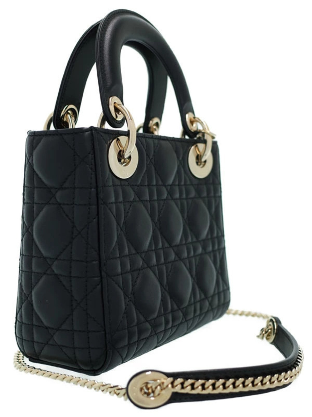 Dior Christian Black Cannage Bag black Lady lambskin Black